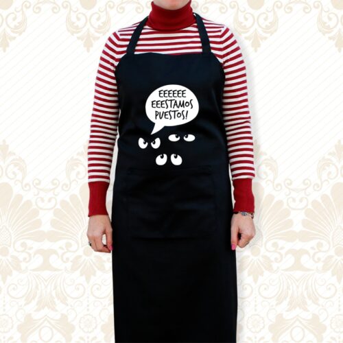 delantal con la frase "estamos puestos"
